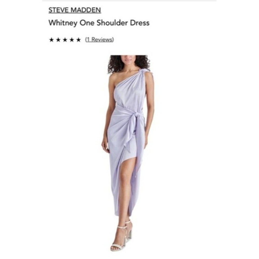 Steve Madden Whitney One Shoulder Asymmetric Drapped Dress Lavender Sz S NEW